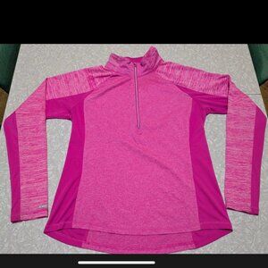 Danskin L Pink Long Sleeve Athletic Quarter Zip Top